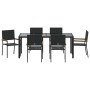 Conjunto de Comedor de Jardín 7 pcs Negro 190 x 90 x 75 cm