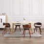 Sillas de comedor 4 unidades madera curvada y tela gris