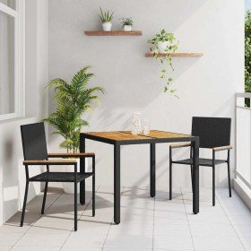 Conjunto de Comedor de Jardín 3 pcs Negro y Marrón