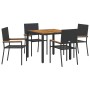 Conjunto de Comedor de Jardín 5 pcs Negro y Marrón