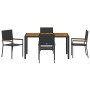 Conjunto de Comedor de Jardín 5 pcs Negro y Madera