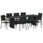 Conjunto de Comedor de Jardín 9 pcs Negro Poliratán