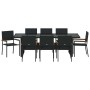 Conjunto de Comedor de Jardín 9 pcs Negro Poliratán