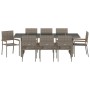 Conjunto de Comedor de Jardín 9 pcs Gris Poliratán