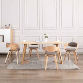 Sillas de comedor 4 unidades madera curvada y tela gris taupe Sillas de comedor 4 unidades madera curvada y tela gris taupe