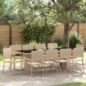 Conjunto de Comedor de Jardín 11 pcs Beige Poliratán