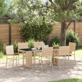 Conjunto de Comedor de Jardín 7 pcs Beige 190 x 80 x 75 cm