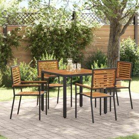 Conjunto de Comedor de Jardín 5 pcs Negro y Madera