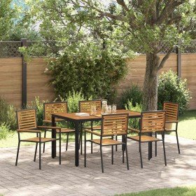 Conjunto de Comedor de Jardín 7 pcs Negro 150 x 90 x 75 cm