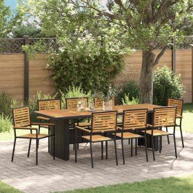Conjunto de Comedor de Jardín 9 pcs Negro 240 x 90 x 75 cm