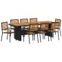 Conjunto de Comedor de Jardín 9 pcs Negro 240 x 90 x 75 cm