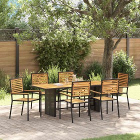 Conjunto de Comedor de Jardín 7 pcs Negro 190 x 80 x 75 cm