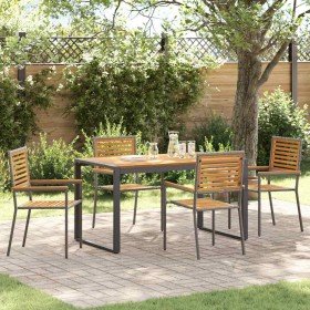 Conjunto de Comedor de Jardín 5 pcs Gris y Madera
