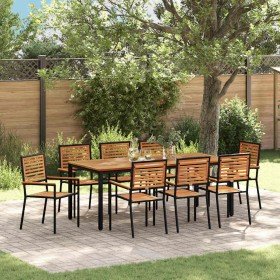 Conjunto de Comedor de Jardín 9 pcs Negro 200 x 100 x 75 cm