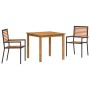Conjunto de Comedor de Jardín 3 pcs Negro Poliratán