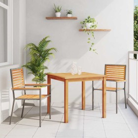 Conjunto de Comedor de Jardín 3 pcs Gris Poliratán