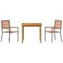 Conjunto de Comedor de Jardín 3 pcs Gris Poliratán