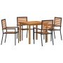 Conjunto de Comedor de Jardín 5 pcs Negro Poliratán