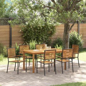 Conjunto de Comedor de Jardín 7 pcs Negro Poliratán