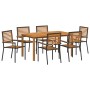 Conjunto de Comedor de Jardín 7 pcs Negro Poliratán