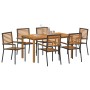 Conjunto de Comedor de Jardín 7 pcs Negro Poliratán