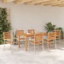 Conjunto de Comedor de Jardín 7 pcs Beige Poliratán