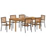 Conjunto de Comedor de Jardín 7 pcs Negro Poliratán