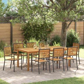 Conjunto de Comedor de Jardín 9 pcs Negro Poliratán en Conjuntos de jardín | Comprar online en Foro24