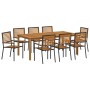Conjunto de Comedor de Jardín 9 pcs Negro Poliratán