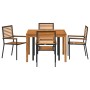 Conjunto de Comedor de Jardín 5 pcs Negro Poliratán