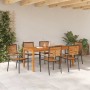 Conjunto de Comedor de Jardín 7 pcs Negro Poliratán