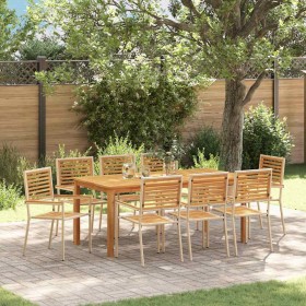 Conjunto de Comedor de Jardín 9 pcs Beige Poliratán