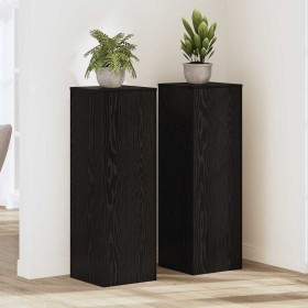 Soporte de plantas 2 pcs Roble negro 33 x 33 x 100 cm Soporte de plantas 2 pcs Roble negro 33 x 33 x 100 cm