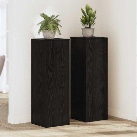 Soporte de plantas 2 pcs Roble negro 33 x 33 x 100 cm