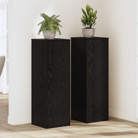 Soporte de plantas 2 pcs Roble negro 33 x 33 x 100 cm