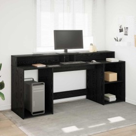 Escritorio Roble negro 200 x 55 x 91 cm Madera contrachapada Escritorio Roble negro 200 x 55 x 91 cm Madera contrachapada