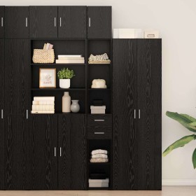 Gabinete de Almacenamiento Slim Roble negro 30 x 42.5 x 225 cm