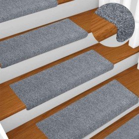 Felpudos autoadhesivos para escaleras, 30 unidades, 65 x 21 x 4 cm, gris claro, borde rectangular Felpudos autoadhesivos para escaleras, 30 unidades, 65 x 21 x 4