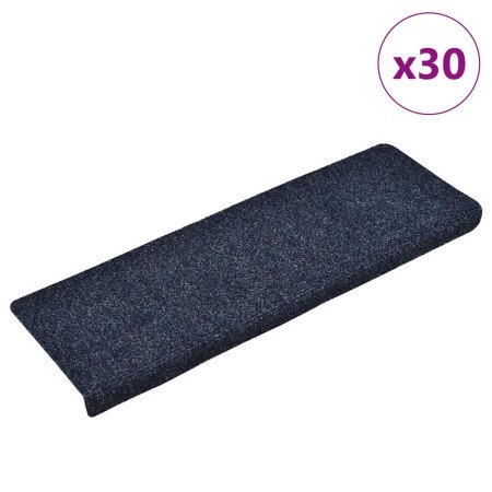 Felpudos autoadhesivos para escaleras, 30 unidades, 65 x 21 x 4 cm, borde rectangular azul en Alfombrillas para escalones | Comp