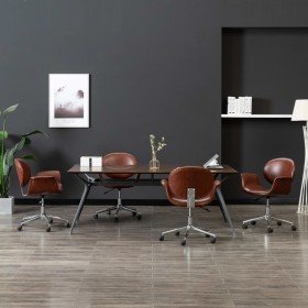 Sillas de comedor giratorias 4 unidades cuero sintético marrón Sillas de comedor giratorias 4 unidades cuero sintético marrón