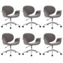 Sillas de comedor giratorias 6 unidades tela gris