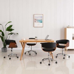 Sillas de comedor giratorias 4 unidades cuero sintético negro Sillas de comedor giratorias 4 unidades cuero sintético negro