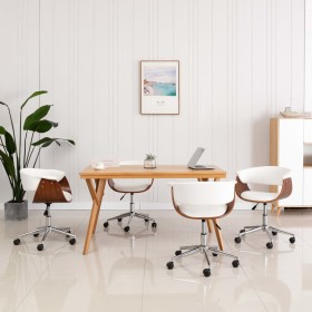 Sillas de comedor giratorias 4 unidades cuero sintético blanco