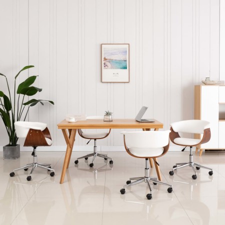 Sillas de comedor giratorias 4 unidades cuero sintético blanco