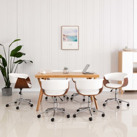 Sillas de comedor giratorias 6 uds cuero sintético blanco