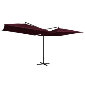 Doppelschirm mit burgunderroter Stahlstange 250x250 cm von vidaXL, Sonnenschirme - Ref: Foro24-47324, Preis: 136,23 €, Rabatt: %