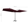 Double umbrella with burgundy red steel pole 250x250 cm by vidaXL, Umbrellas - Ref: Foro24-47324, Price: 139,71 €, Discount: %