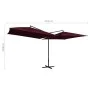 Double umbrella with burgundy red steel pole 250x250 cm by vidaXL, Umbrellas - Ref: Foro24-47324, Price: 136,23 €, Discount: %