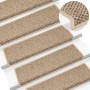 Alfombra autoadhesiva escalera sisal 30 uds 65x21x4 cm arena