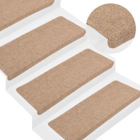 Alfombrilla autoadhesiva escalera 30 uds beige 65x24,5x3,5 cm